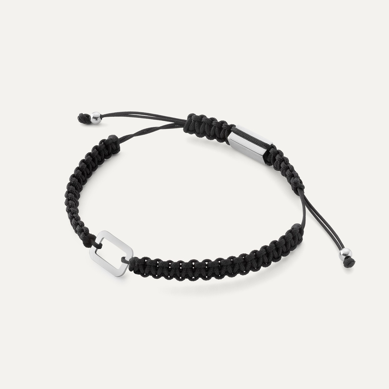 Armband aus Schnur mit einem Glied, 925er Silber platiniert