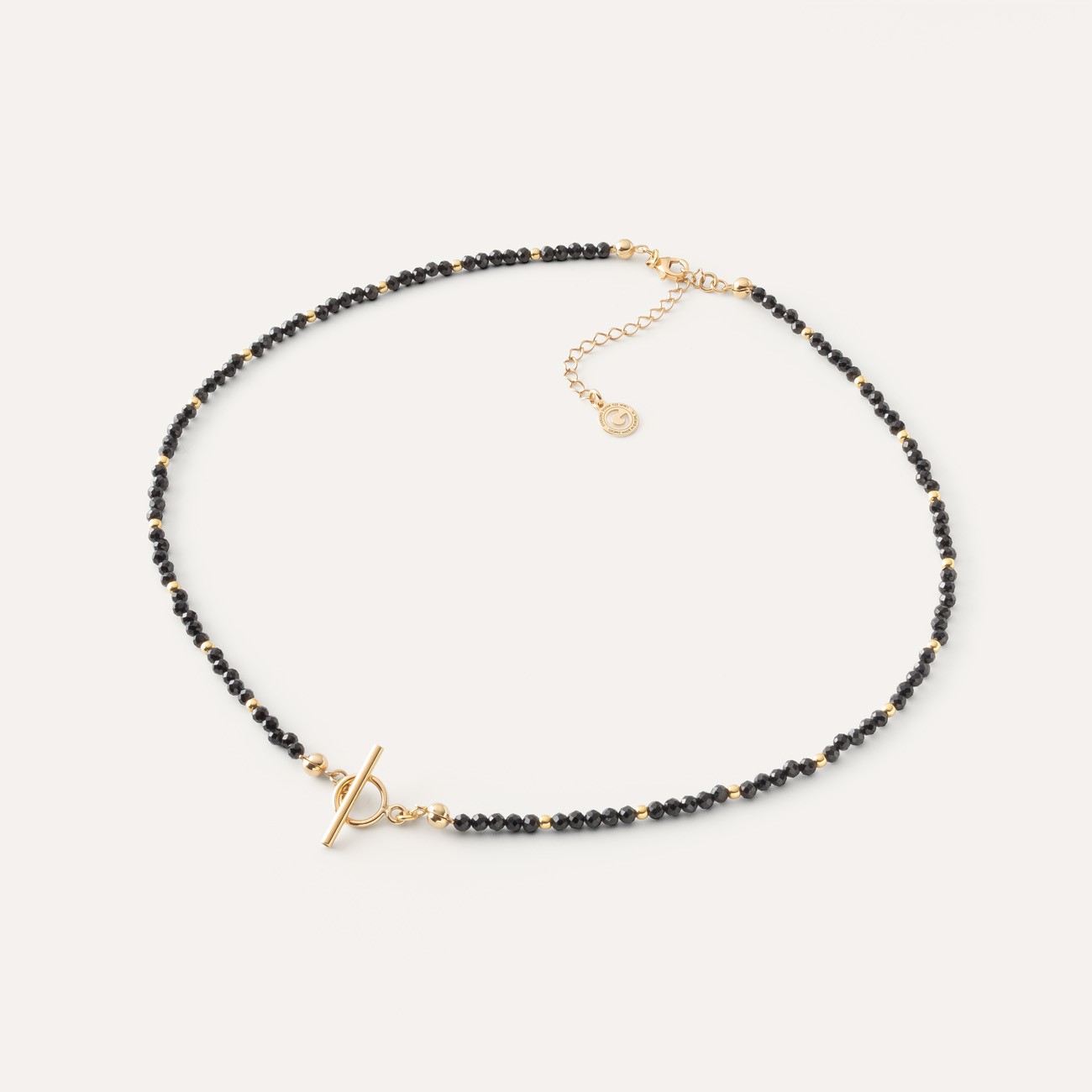 Choker mit schwarzen Steinen und Knebelverschluss, 925er Silber mit Vergoldung