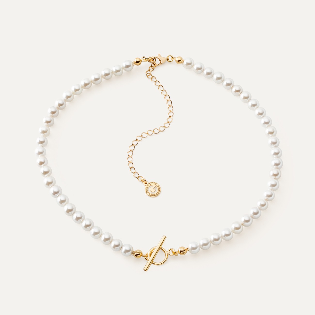 Choker with pearls 0.6 cm, silver 925 gold plated