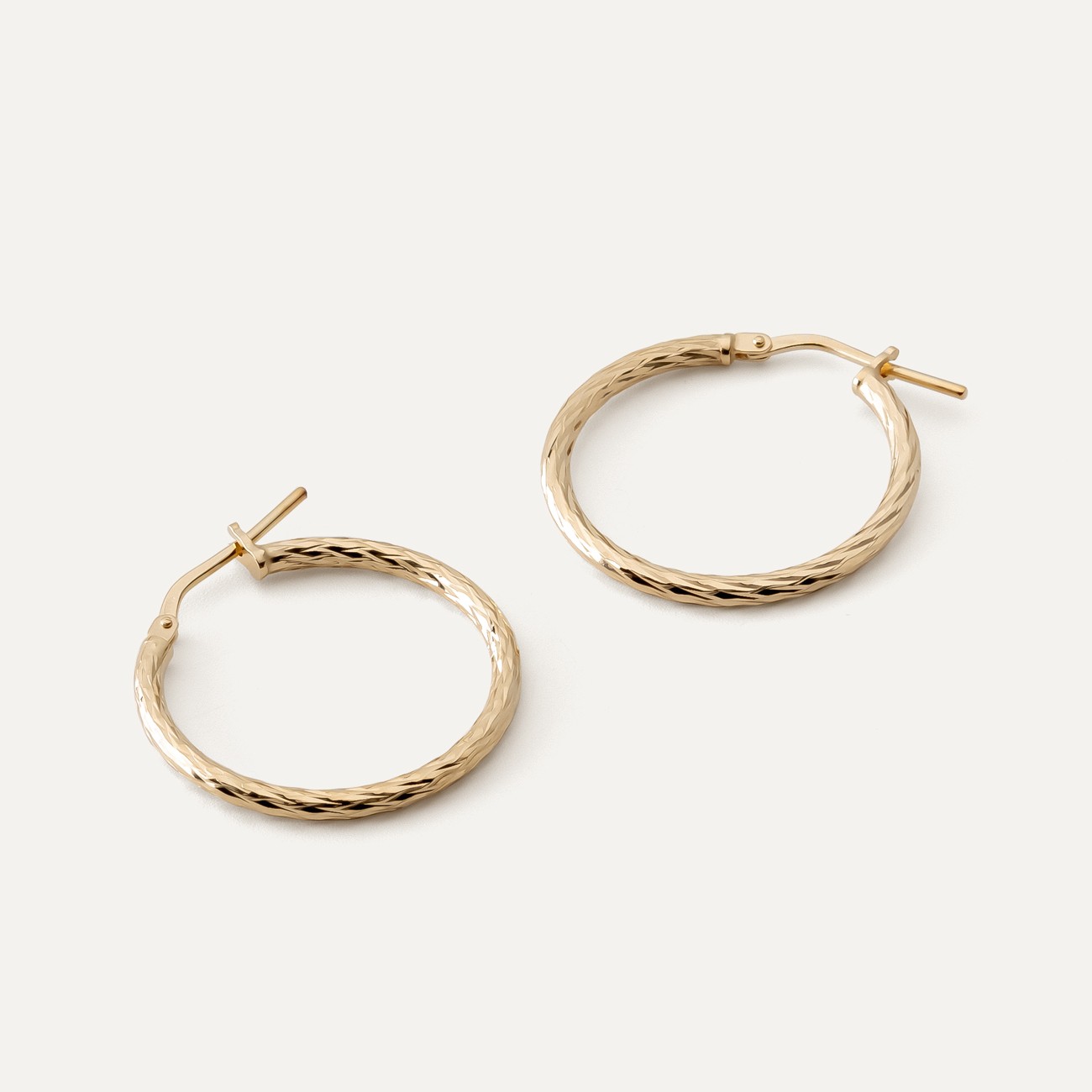 Large, diamond hoop earrings with clasp, silver 925 gold plated