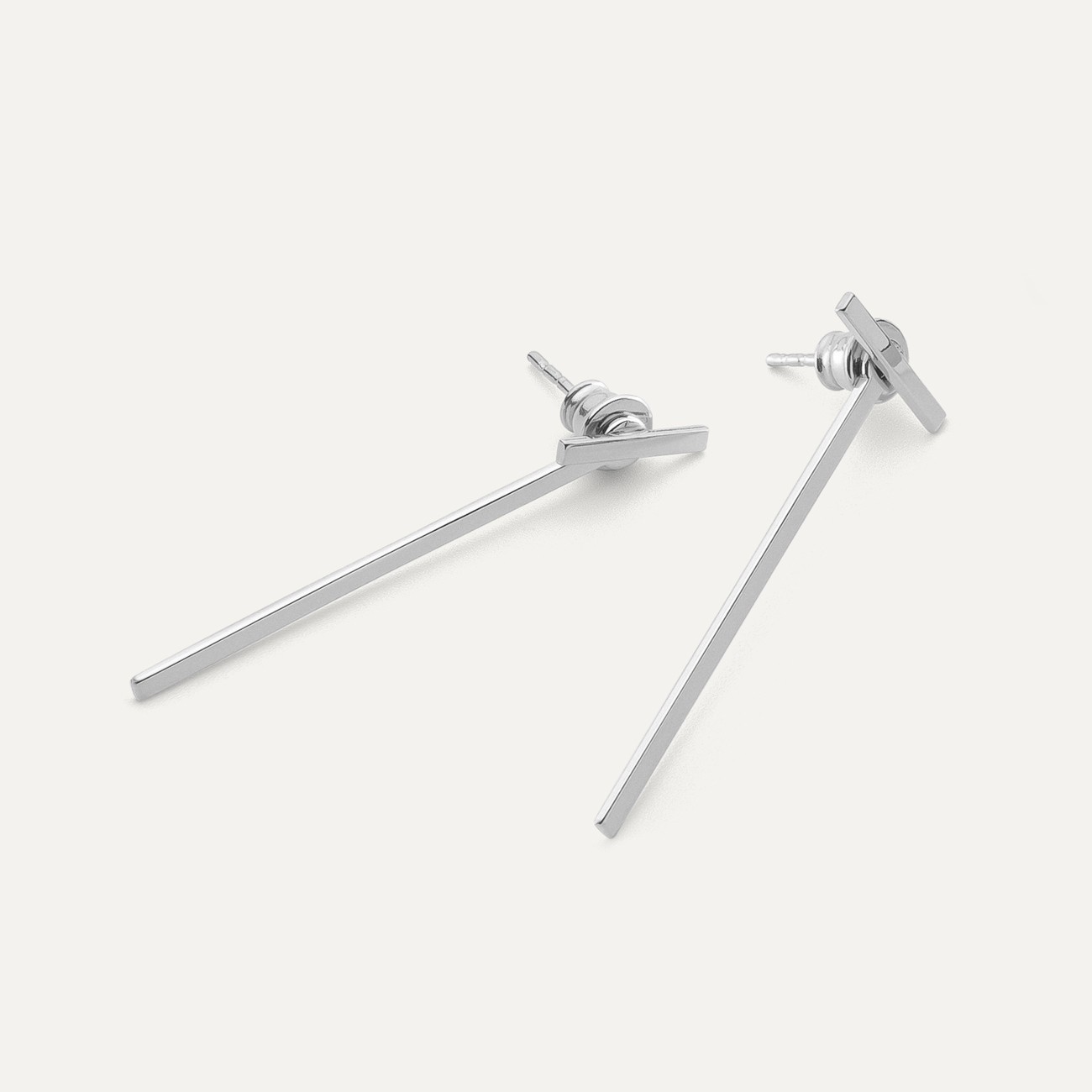 Long sticks earrings, silver 925 platinum plated
