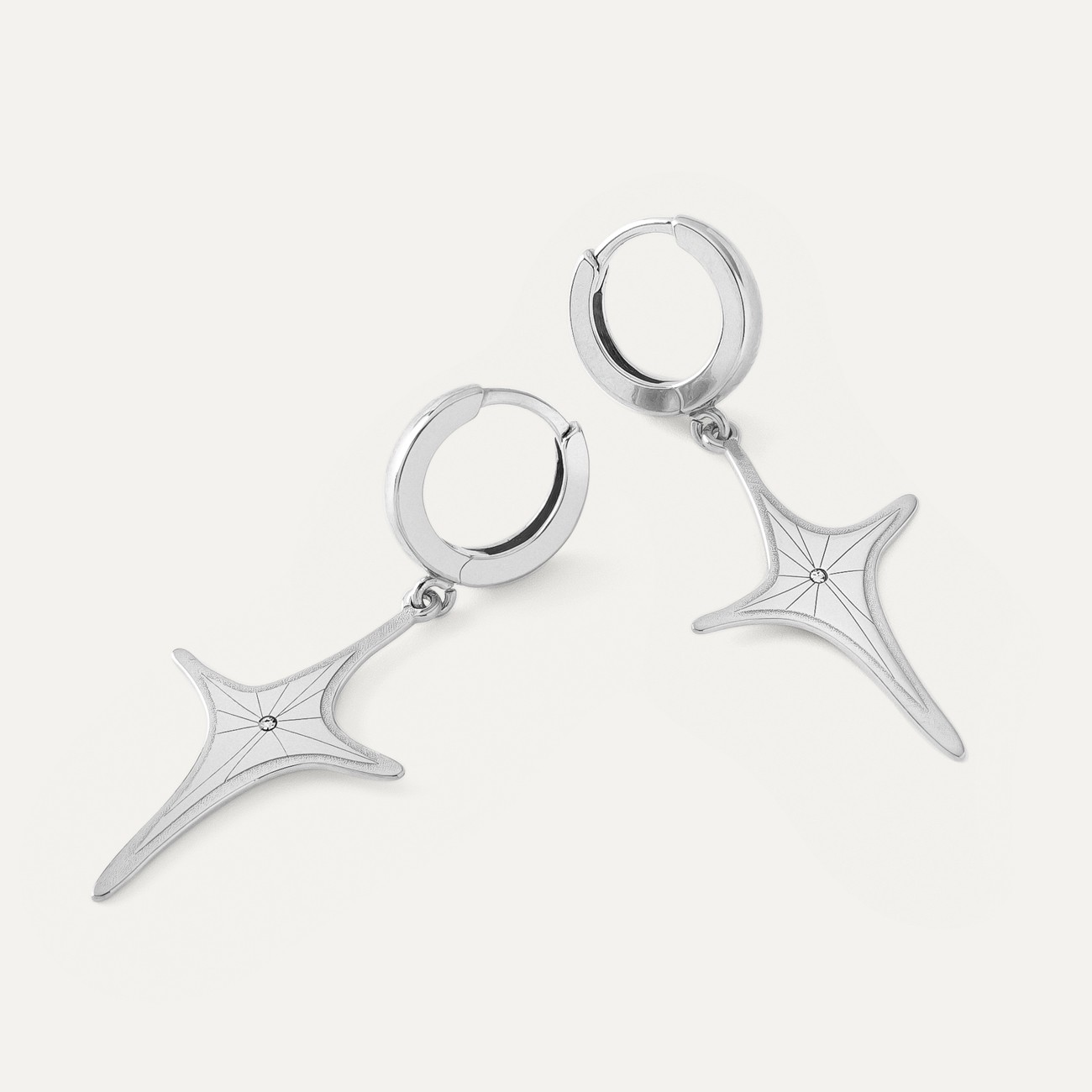 Sternohrringe mit weißem Kristall, sterlingsilber 925 platiniert