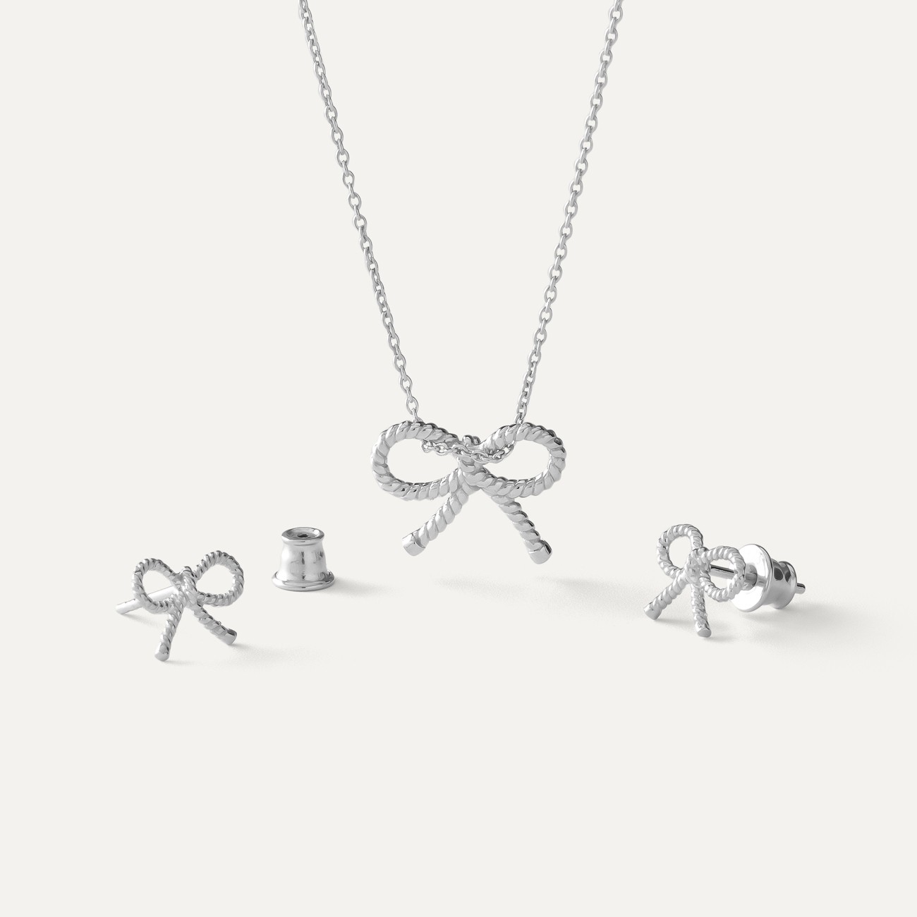 Schmuckset – Schleife, 925er Silber platiniert