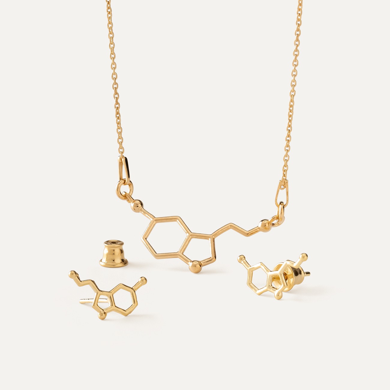 Serotonin set, sterling silver 925 gold plated