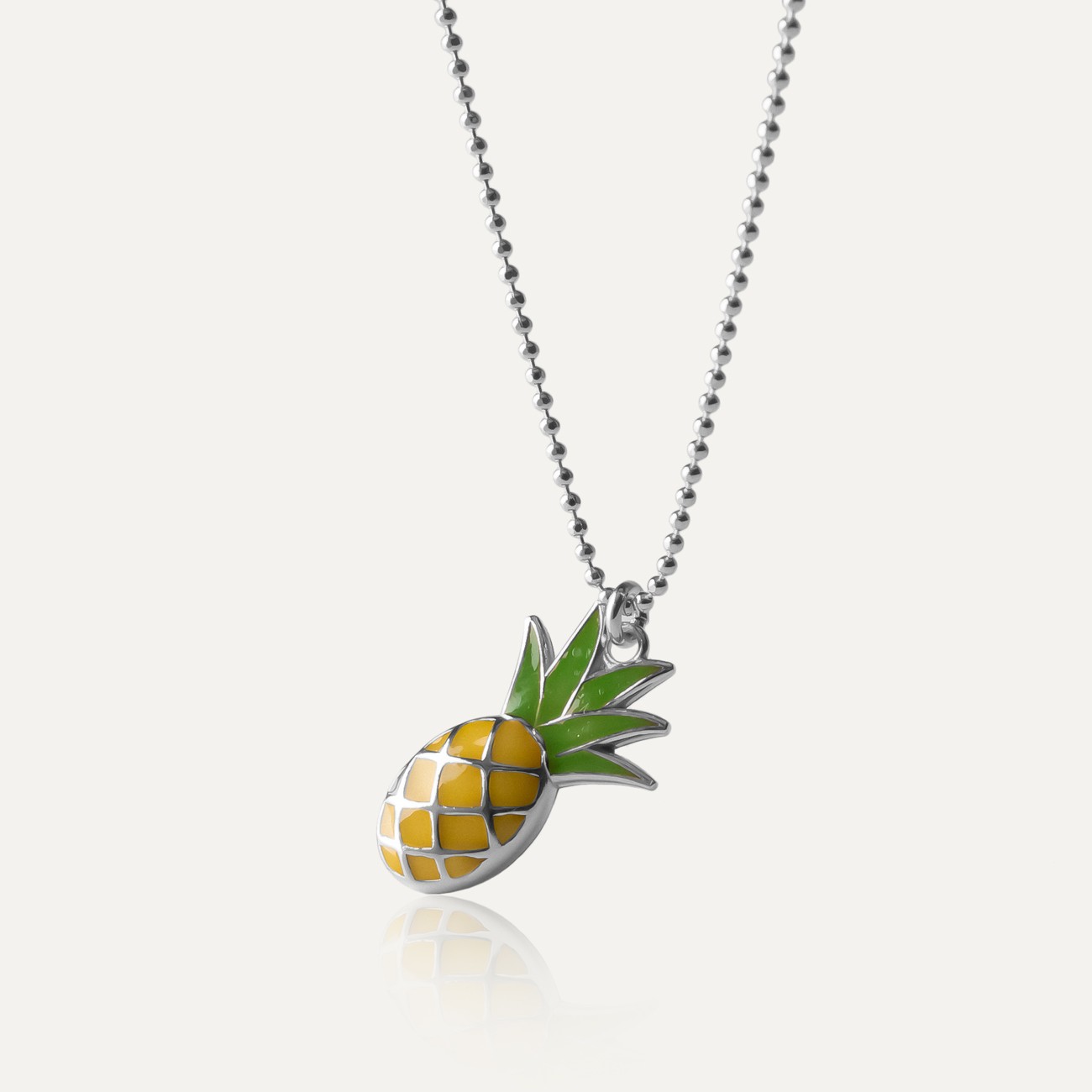 Pineapple necklace, 925 silver plated with platinum