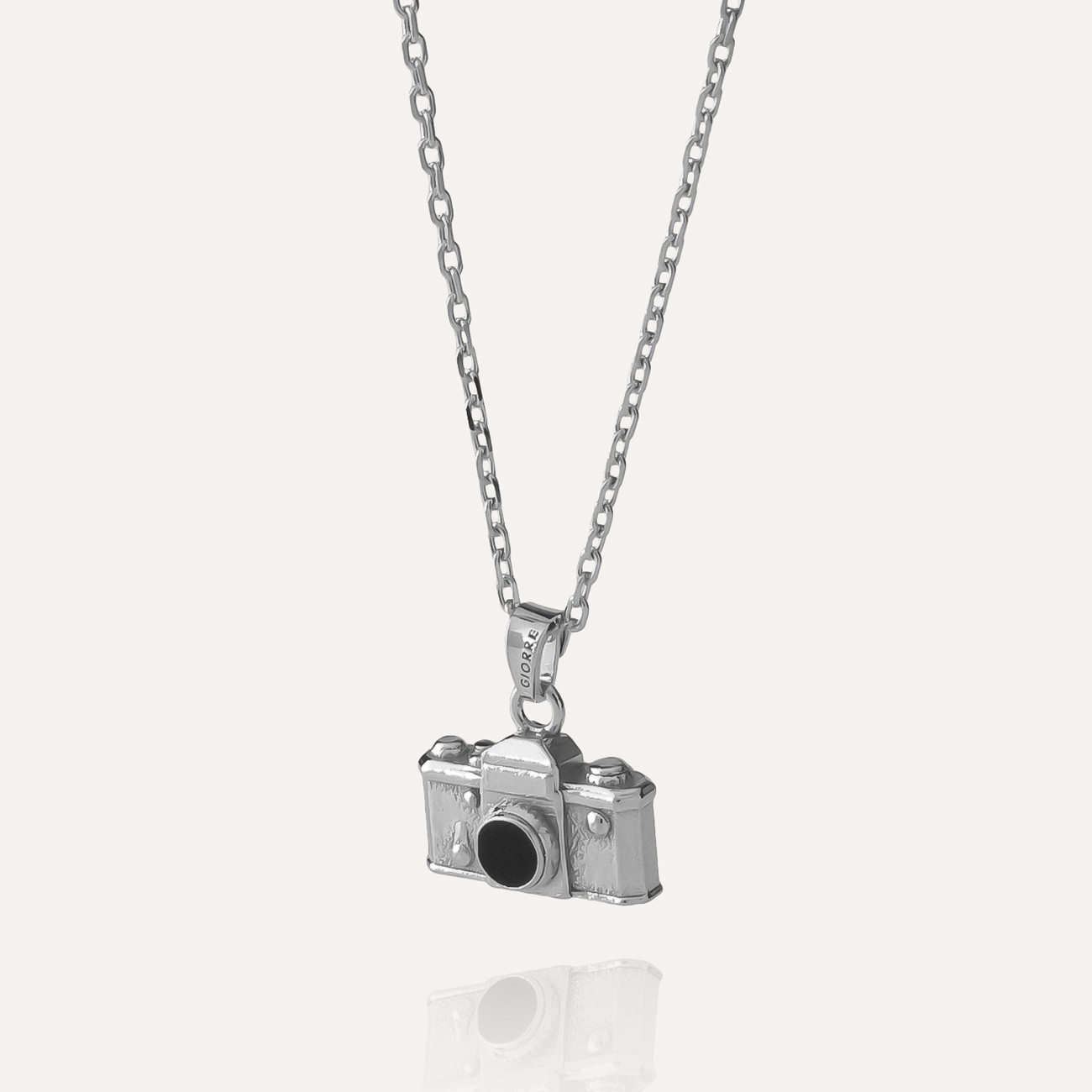 Camera necklace, platinum-plated 925 silver
