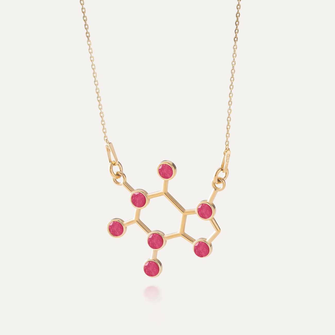 Silberkette Koffein-Jadeit-Rosa gelbvergoldet