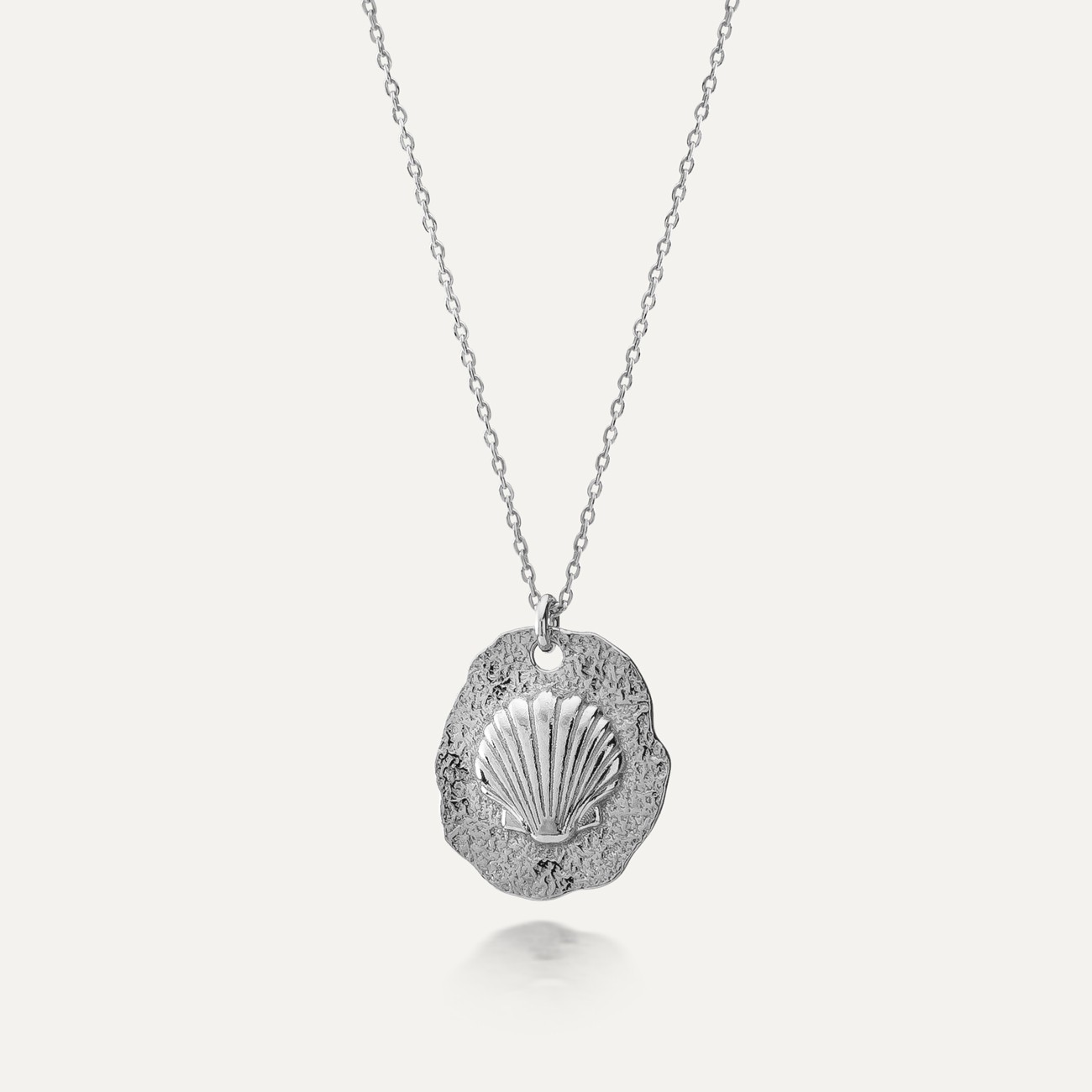 Seashell necklace, sterling silver 925 platinum plated