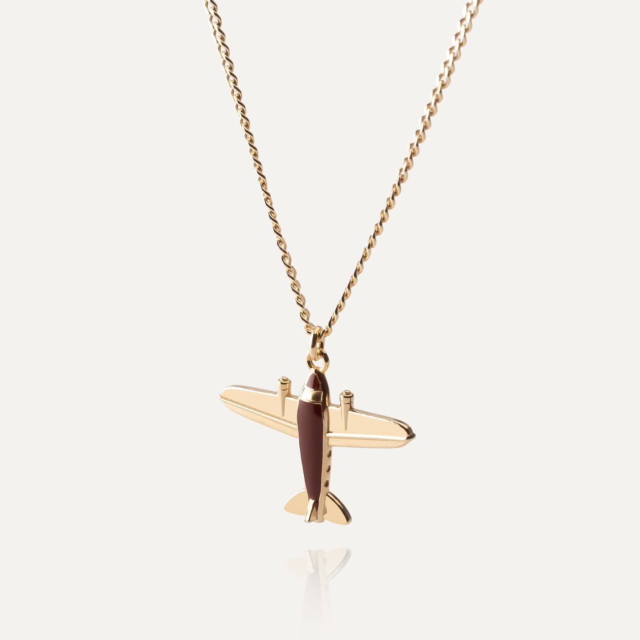 Airplane necklace, 925 silver with gold plating