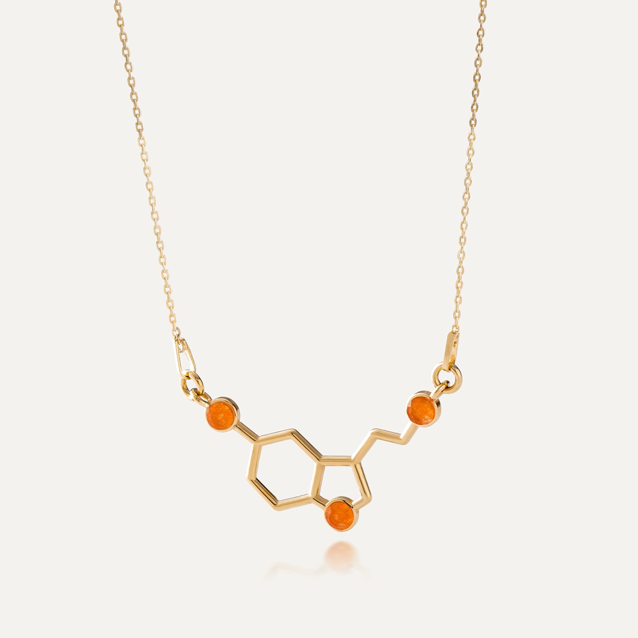 Orange jade serotonin silberkette gelbvergoldet