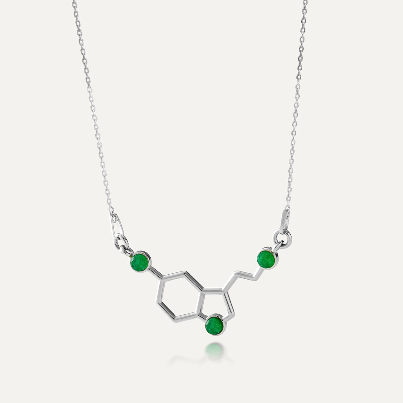 Serotonin necklace with stone - green jade, silver 925 platinum plated