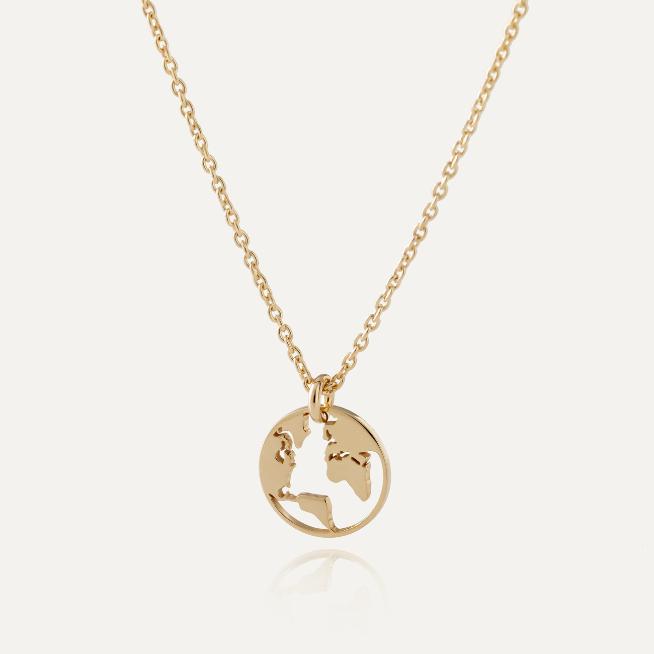 Necklace with small globe pendant, sterling silver 925 gold plated