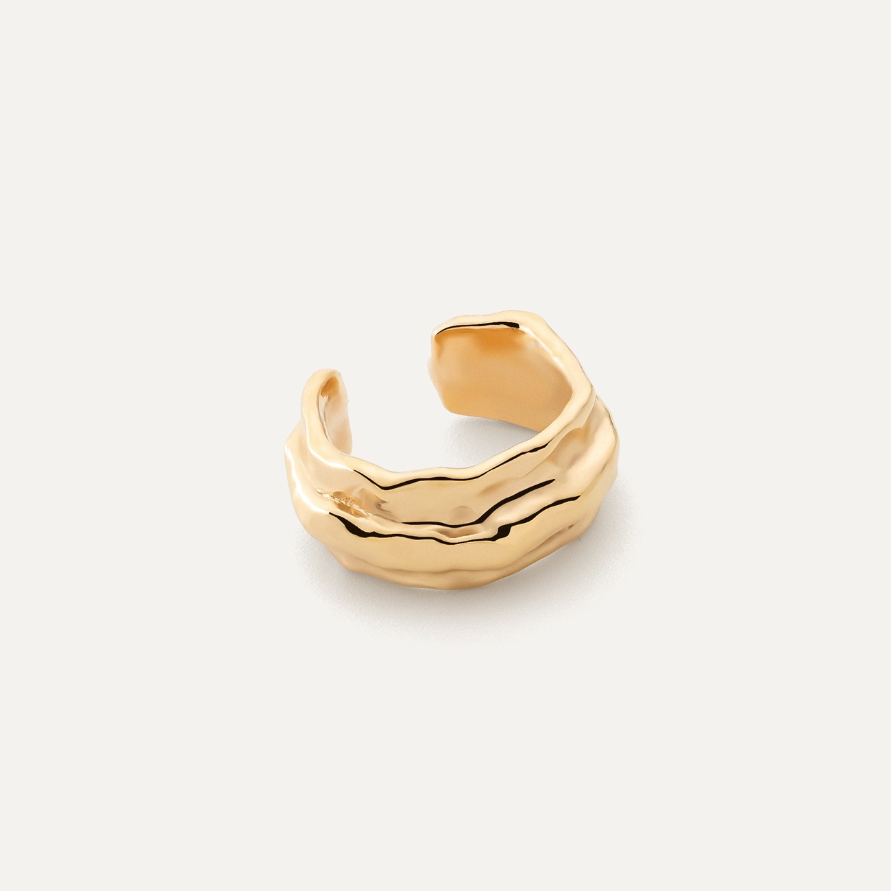 Crushed ear cuff, 925 silver, gold plated