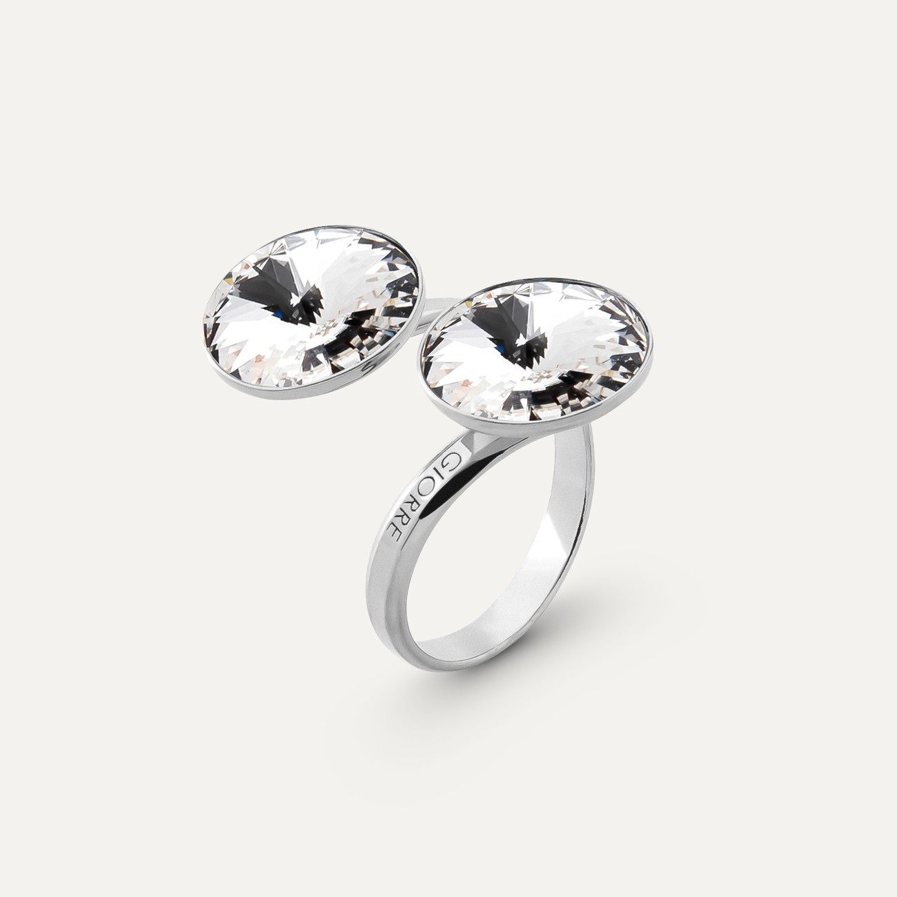 Rivoli-Ring mit 12 mm Steinen, 925er Silber platiniert