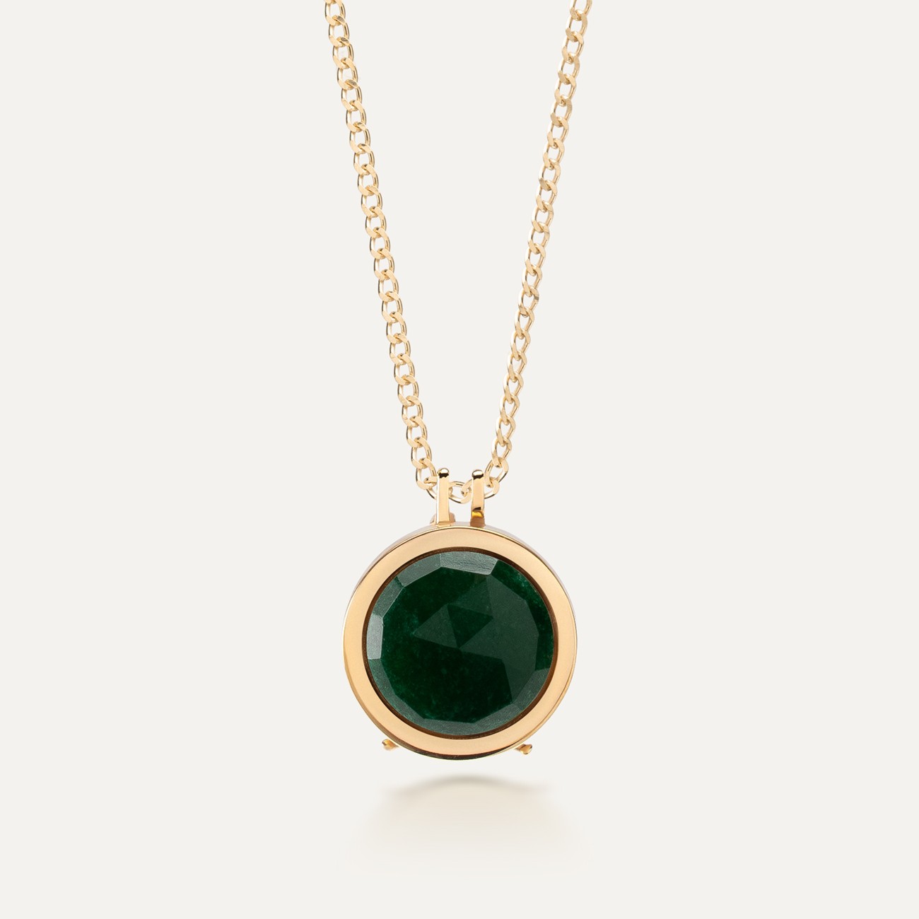 Box with photo and engraving - dark green jadeite, 925 silver with gold plating