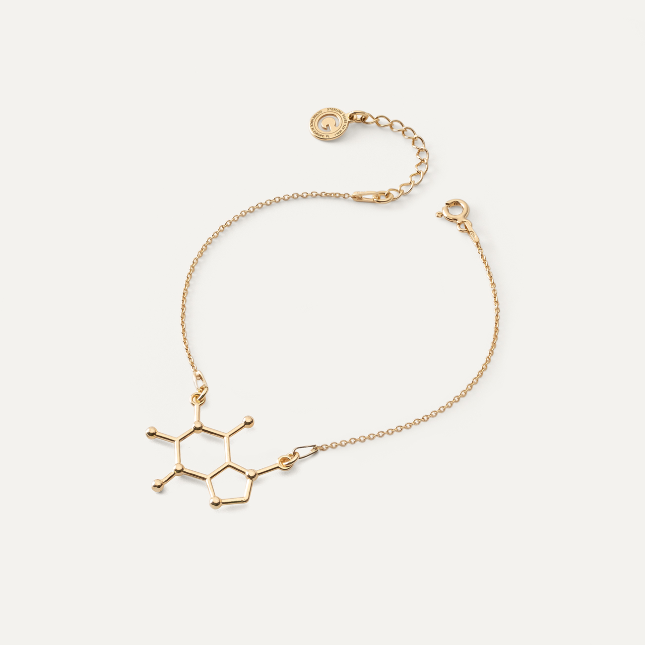 Bracelet caffeine, sterling silver 925 gold plated