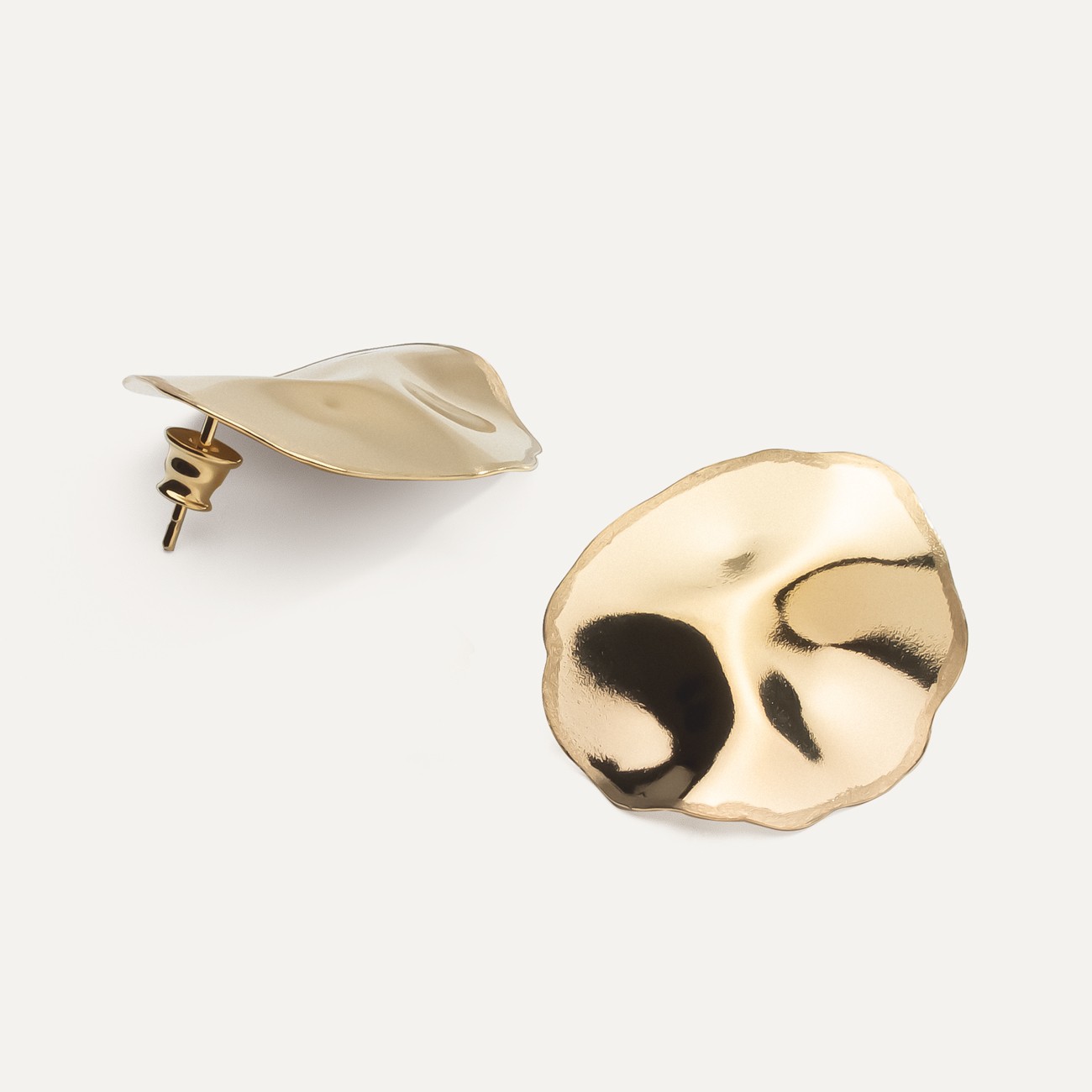 Silver wavy earrings gold plated