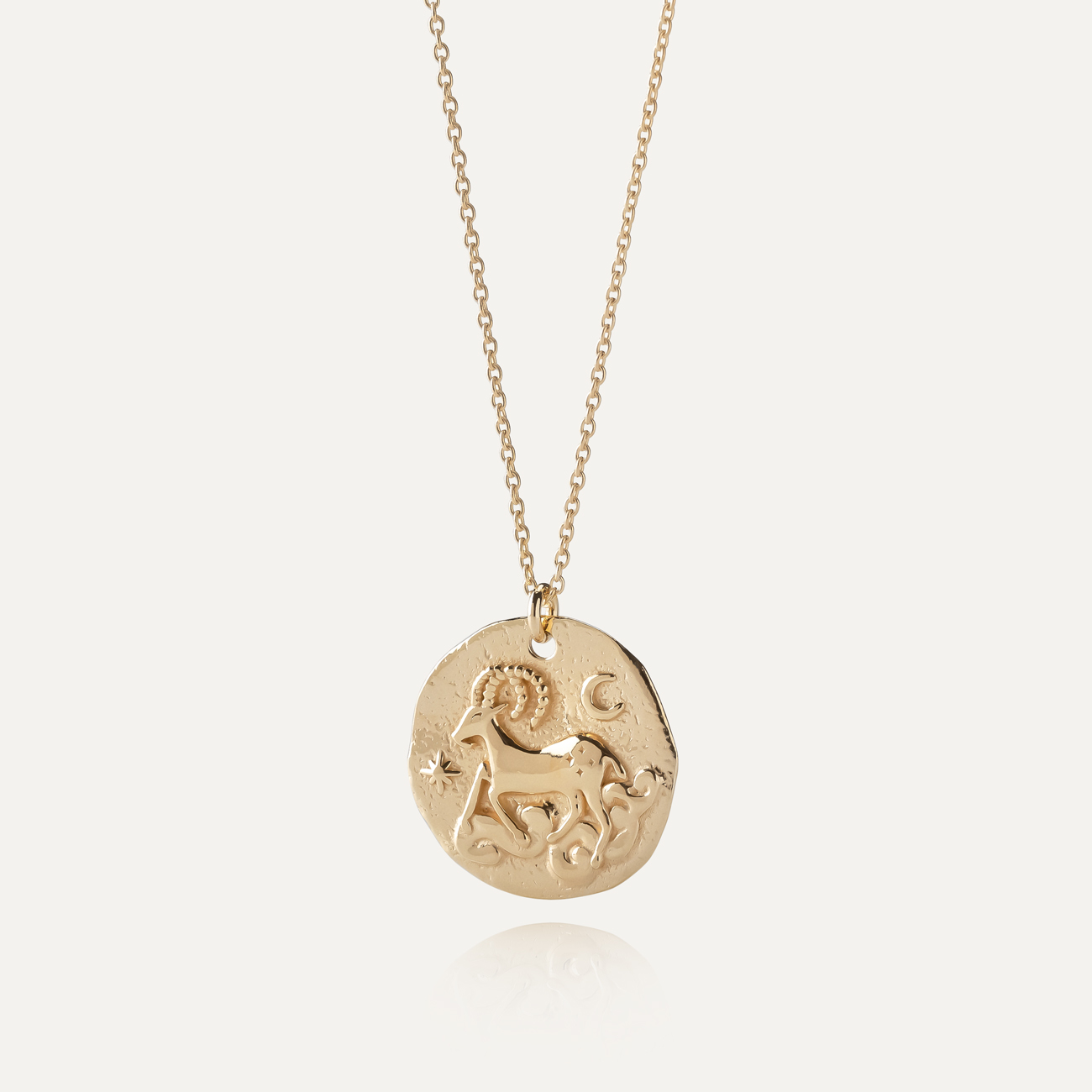 Capricorn zodiac sign necklace, silver 925 gold plated