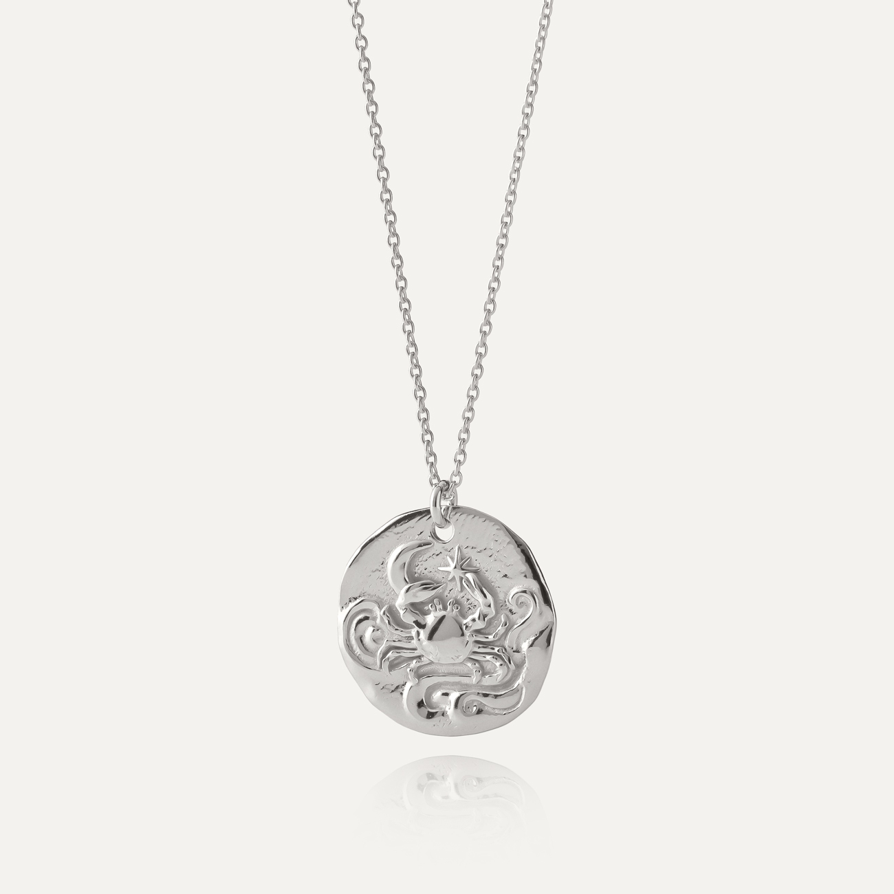 Halskette mit dem Sternzeichen Krebs, 925er Silber platiniert