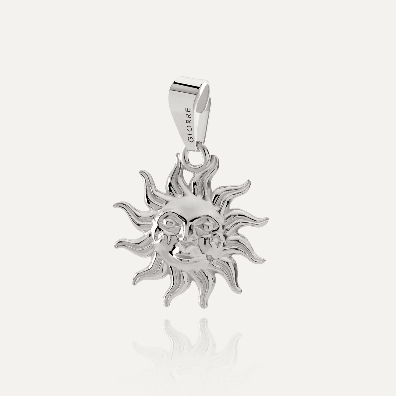 Sun Pendant, Sterling Silver 925 Plated with Platinum