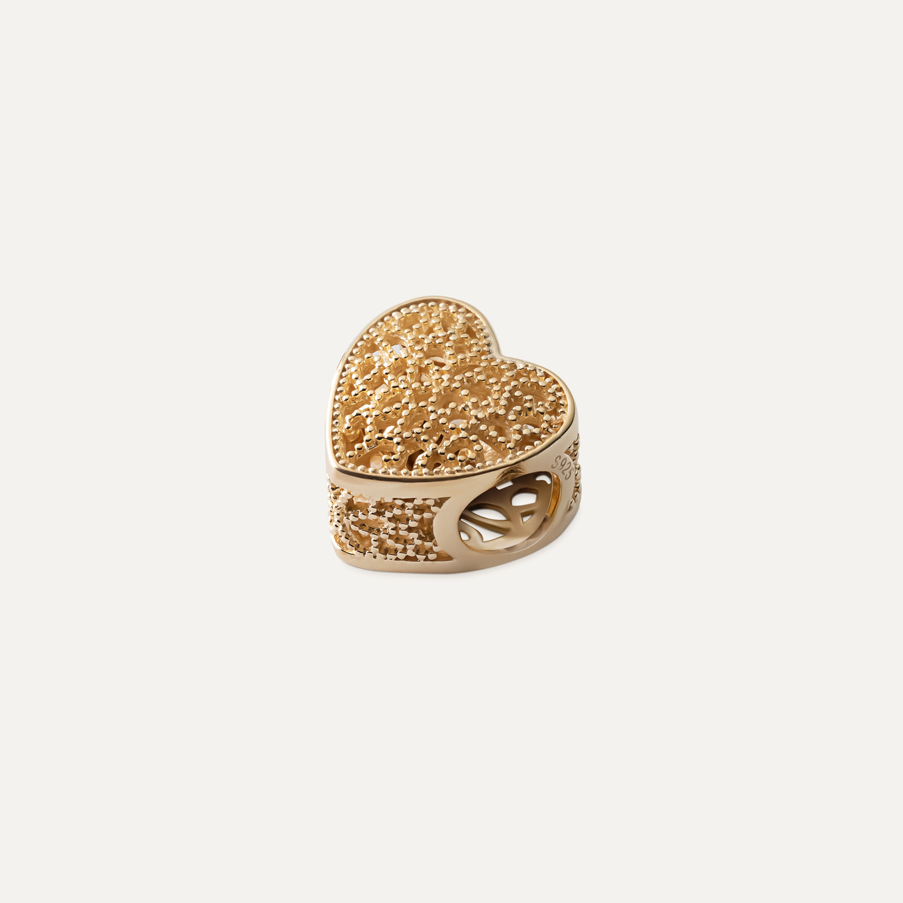 Beads-Anhänger filigranes Herz, 925er Silber gelbvergoldet