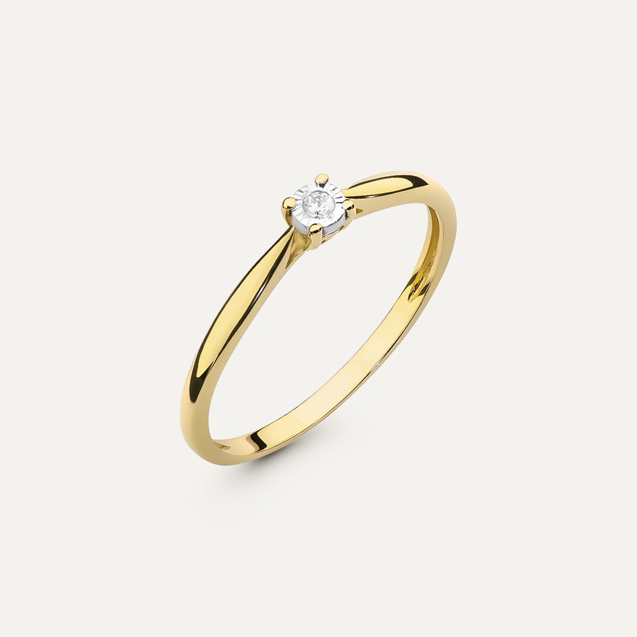 Gold ring with diamond in a frame - Delicacy, gold 585 yellow