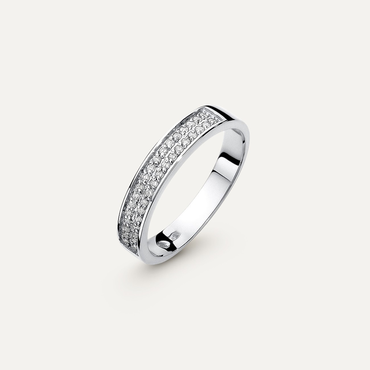 Gold Ring mit einer Reihe von Diamanten - Glamour, gold 585 weiß 