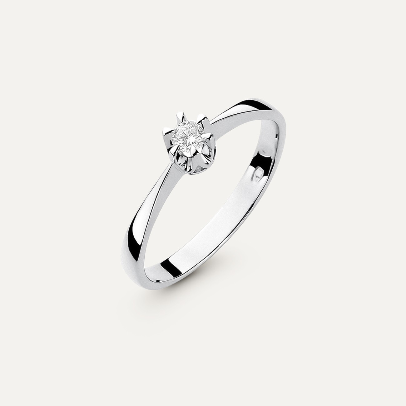Goldener Verlobungsring mit Diamant – Klassik, gold 585 weiß 