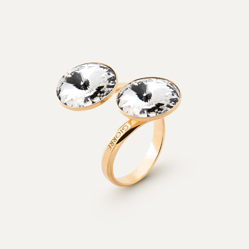 Rivoli-Ring mit 12 mm Steinen, 925er Silber gelbvergoldet