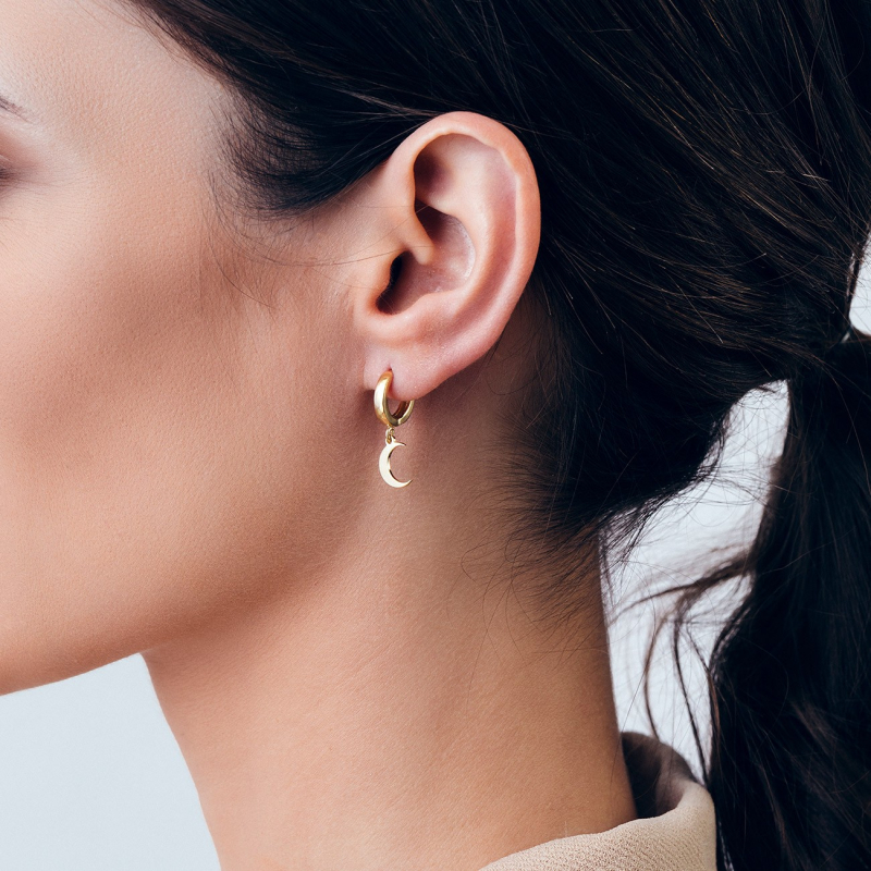 Moon earrings, sterling silver 925 gold plated                                    
