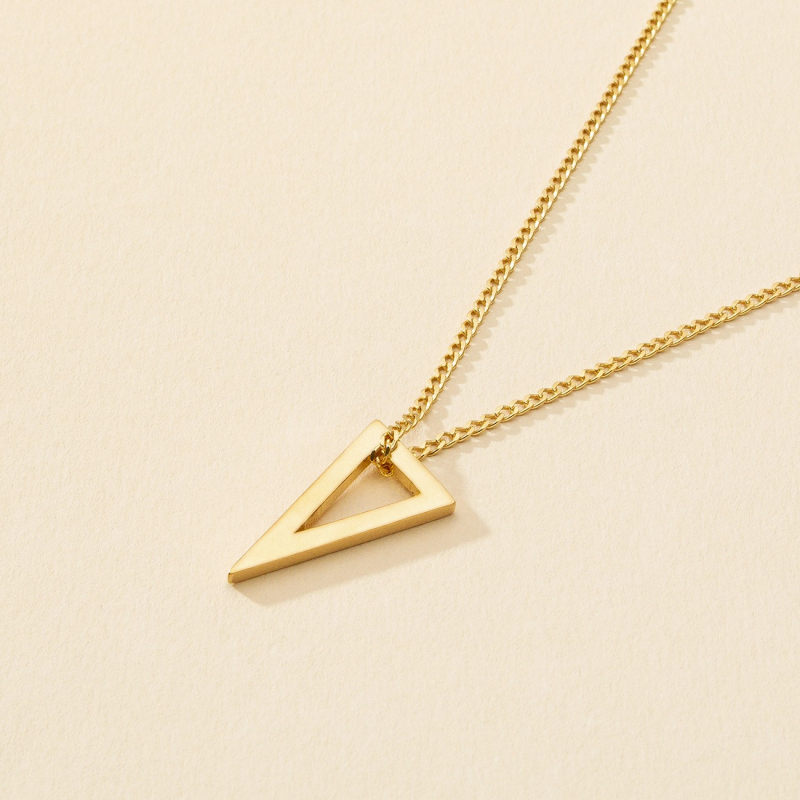  Necklace geometric triangle shape, silver 925, gold plated                                    