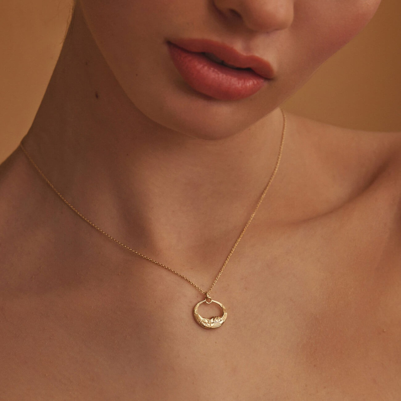 Moon necklace, sterling silver 925 gold plated                                    