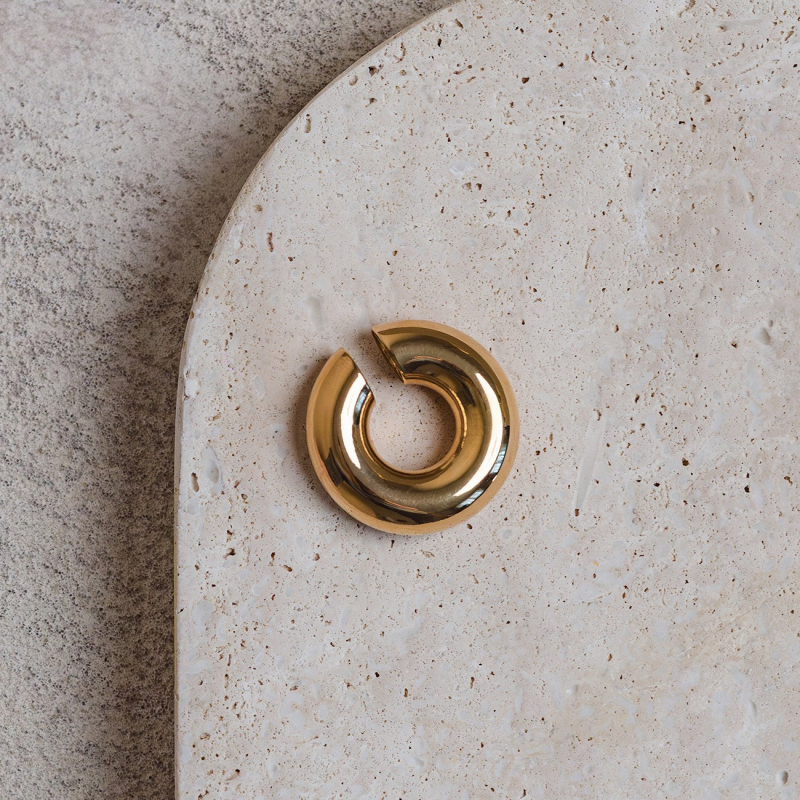 Donut ear cuff, sterling silver 925 platinum plated                                    