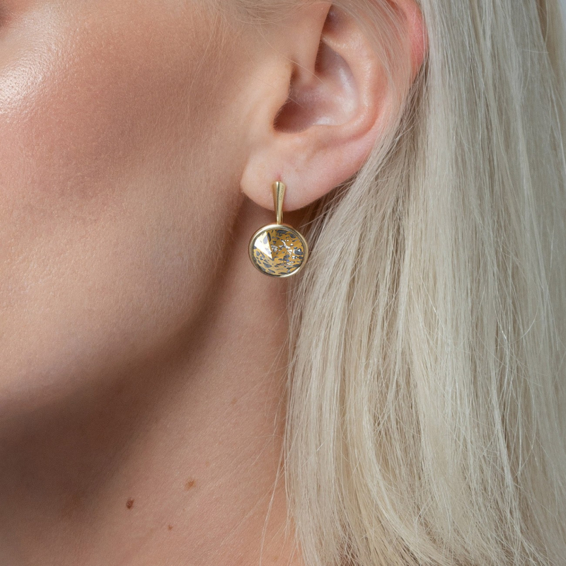 Kristallohrringe - metallische goldene Patina, sterling silber 925 gelbvergoldet                                    