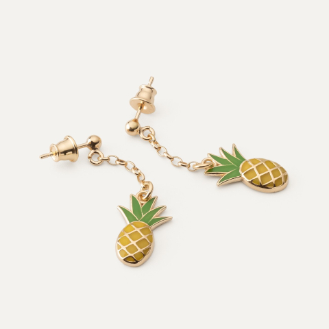 Pineapple earrings, 925 silver with gold plating