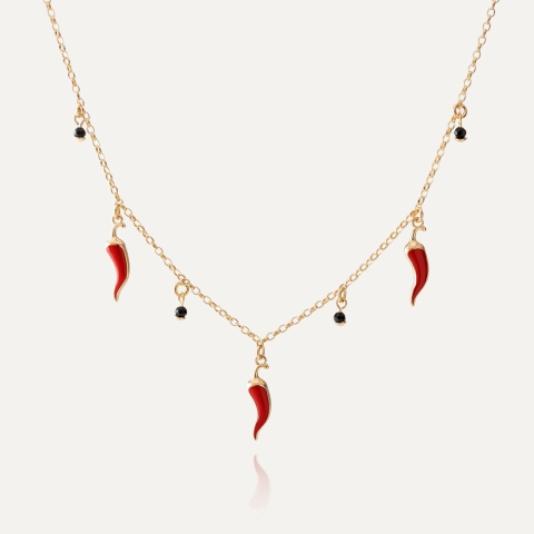 Chili pepper necklace, 925 silver with gold plating
