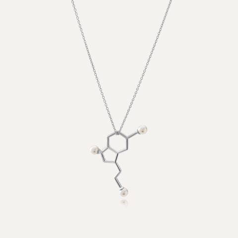 Naszyjnik serotonina z perłami, srebro 925 w pokryciu platyną