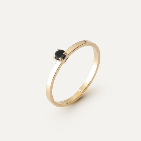 Pierścionek czarny spinel 3mm - My RING, srebro 925 w złotym pokryciu 