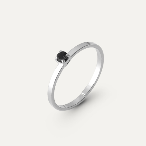 Pierścionek czarny spinel 3mm - My RING, srebro Srebro 925 w pokryciu platyną