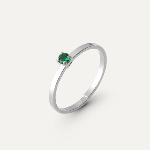 Pierścionek kryształ Nano zielony 3mm - My RING, srebro 925 w pokryciu platyną
