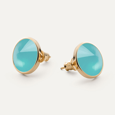 Ohrringe mit blauem Chalcedon, 925er Silber gelbvergoldet