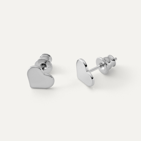 Heart earrings with engraved, silver 925 platinum plated
