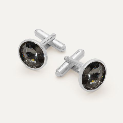 Silver cufflinks with Rivoli crystal - Silver Night platinum plated