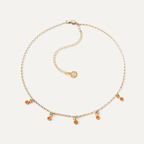 Srebrny choker z zawieszkami - jadeit pomarańczowy w złotym pokryciu