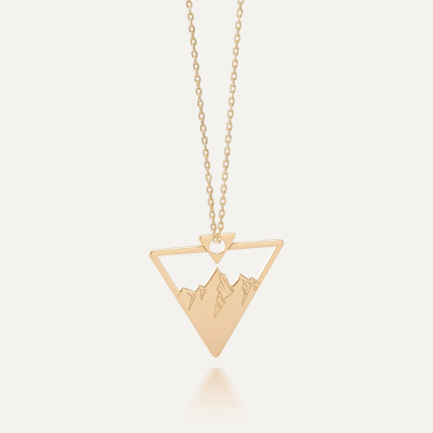 Silver necklace - mountains gold plated
