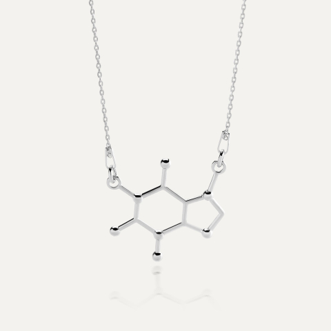 Caffeine necklace, sterling silver 925 platinum plated