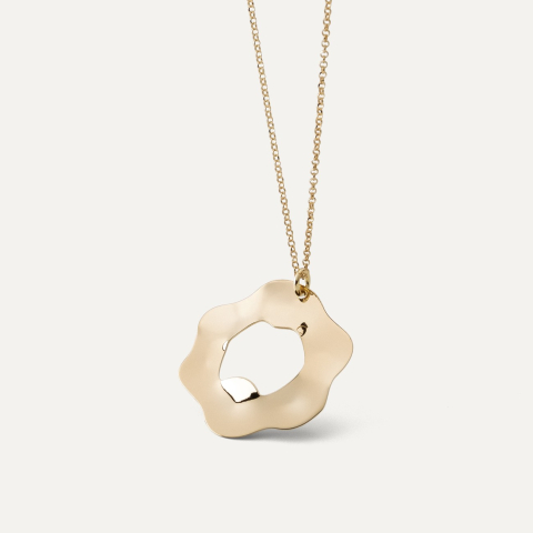 Silver necklace with a flower, sterling silver 925 gold plated