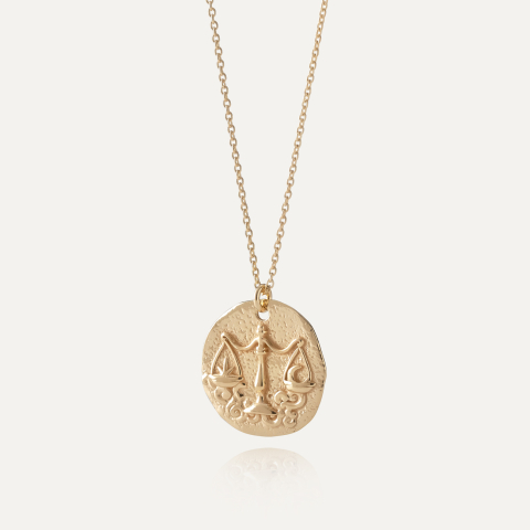 Srebrny naszyjnik znak zodiaku - waga w złotym pokryciu