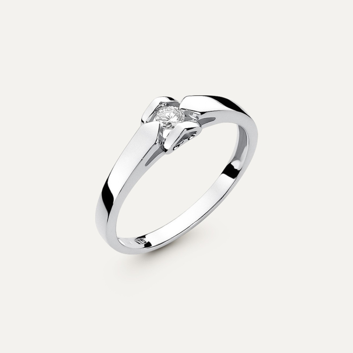 Ring heart with diamond - Love, gold 585 white